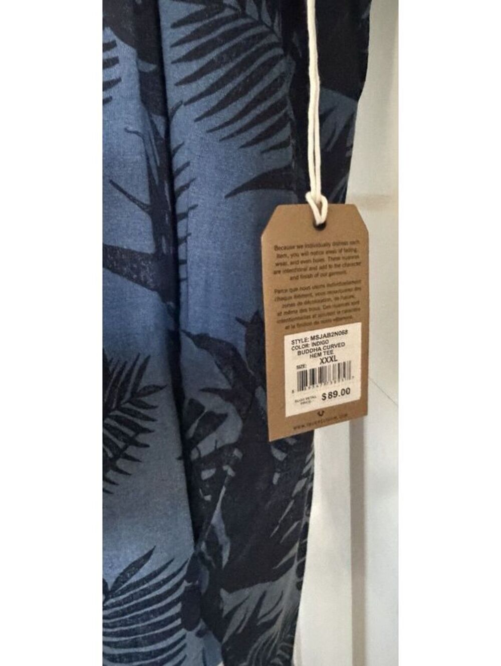True Religion 3XL Big & Tall Buddha Logo Leaf Graphic Crew Neck T-Shirt Blue - Picture 3 of 3